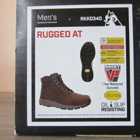 Rocky Men\'s 8 Rugged At Composite Toe Waterproof 5\